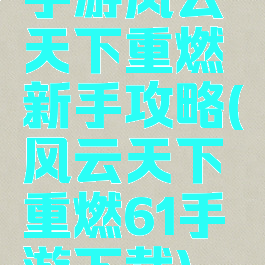 手游风云天下重燃新手攻略(风云天下重燃61手游下载)