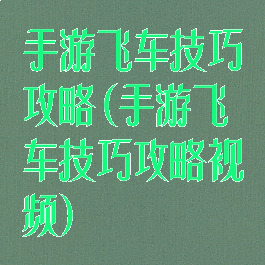 手游飞车技巧攻略(手游飞车技巧攻略视频)