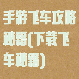 手游飞车攻略秘籍(下载飞车秘籍)