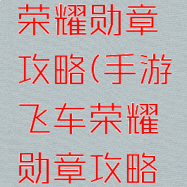 手游飞车荣耀勋章攻略(手游飞车荣耀勋章攻略大全)