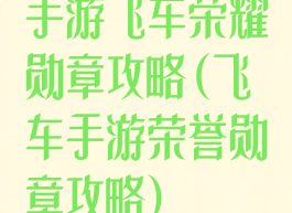 手游飞车荣耀勋章攻略(飞车手游荣誉勋章攻略)