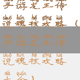 手游龙王传说魂核攻略(手游龙王传说魂核攻略大全)