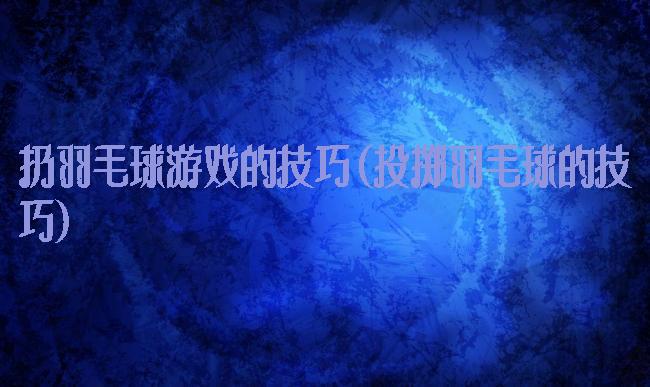 扔羽毛球游戏的技巧(投掷羽毛球的技巧)