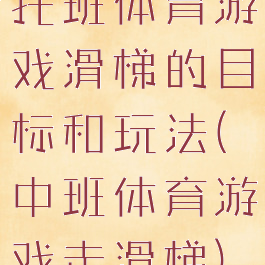 托班体育游戏滑梯的目标和玩法(中班体育游戏走滑梯)
