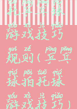 托乒乓球游戏技巧规则(乒乓球拍托球游戏技巧)