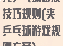 托乒乓球游戏技巧规则(夹乒乓球游戏规则方案)