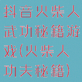 抖音火柴人武功秘籍游戏(火柴人功夫秘籍)