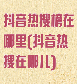 抖音热搜榜在哪里(抖音热搜在哪儿)