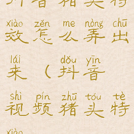 抖音猪头特效怎么弄出来(抖音视频猪头特效)