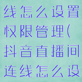 抖音直播连线怎么设置权限管理(抖音直播间连线怎么设置)