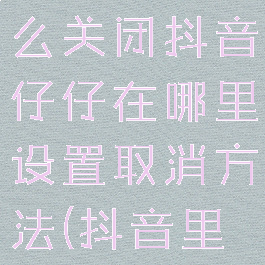 抖音仔仔怎么关闭抖音仔仔在哪里设置取消方法(抖音里的仔仔)