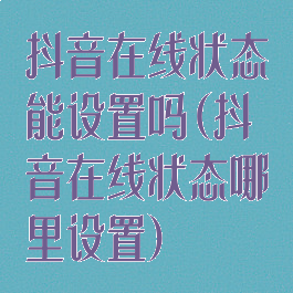 抖音在线状态能设置吗(抖音在线状态哪里设置)