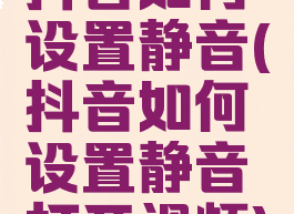 抖音如何设置静音(抖音如何设置静音打开视频)