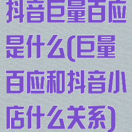 抖音巨量百应是什么(巨量百应和抖音小店什么关系)