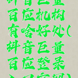 抖音巨量百应机构有啥好处(抖音巨量百应登录入口官网)