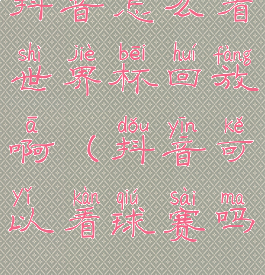 抖音怎么看世界杯回放啊(抖音可以看球赛吗)