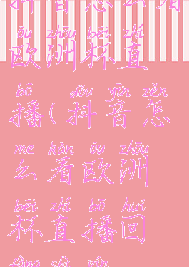 抖音怎么看欧洲杯直播(抖音怎么看欧洲杯直播回放视频)