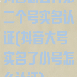 抖音怎么开第二个号实名认证(抖音大号实名了小号怎么认证)