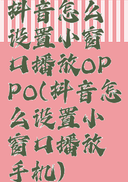 抖音怎么设置小窗口播放OPPO(抖音怎么设置小窗口播放手机)