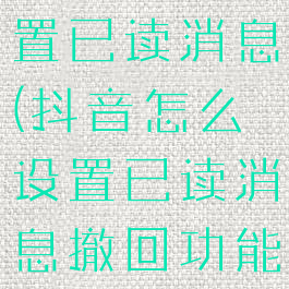 抖音怎么设置已读消息(抖音怎么设置已读消息撤回功能)
