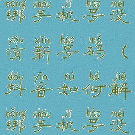 抖音怎么解绑手机号没有新号码(抖音如何解绑手机号没有新号码)