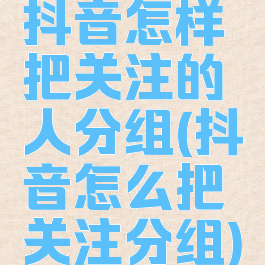 抖音怎样把关注的人分组(抖音怎么把关注分组)