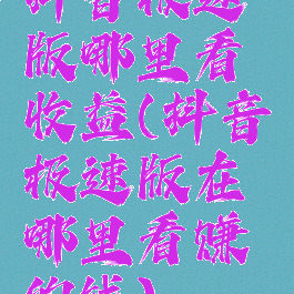 抖音极速版哪里看收益(抖音极速版在哪里看赚的钱)