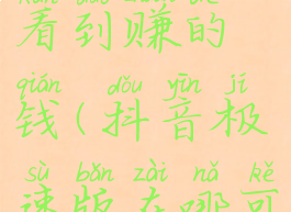抖音极速版在哪可以看到赚的钱(抖音极速版在哪可以看到赚的钱记录)
