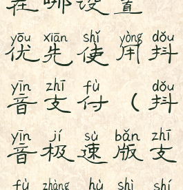 抖音极速版在哪设置优先使用抖音支付(抖音极速版支付账户是什么)