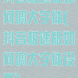 抖音极速版如何调大字体(抖音极速版如何调大字体设置)