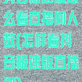 抖音极速版怎么看直播间人数(怎样看抖音极速版直播间)
