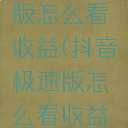 抖音极速版怎么看收益(抖音极速版怎么看收益明细)