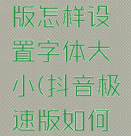 抖音极速版怎样设置字体大小(抖音极速版如何设置字体)