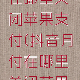 抖音月付在哪里关闭苹果支付(抖音月付在哪里关闭苹果支付)