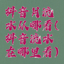 抖音月流水从哪看(抖音流水在哪里看)