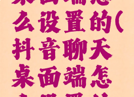 抖音聊天桌面端怎么设置的(抖音聊天桌面端怎么设置的呢)