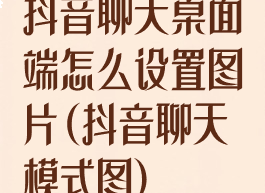 抖音聊天桌面端怎么设置图片(抖音聊天模式图)