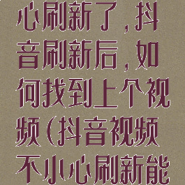 抖音视频不小心刷新了,抖音刷新后,如何找到上个视频(抖音视频不小心刷新能找到)