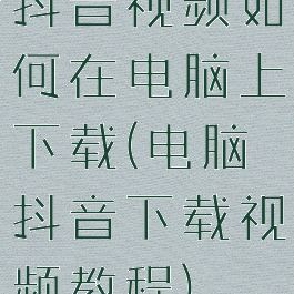 抖音视频如何在电脑上下载(电脑抖音下载视频教程)