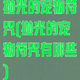 抛光的宠物符咒(抛光的宠物符咒有哪些)