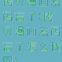 拷贝漫画密码忘了(拷贝漫画密码忘了怎么找回)