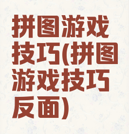 拼图游戏技巧(拼图游戏技巧反面)