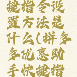 拼多多优惠助手快捷指令设置方法是什么(拼多多优惠助手快捷指令设置方法是什么)