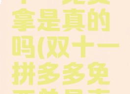 拼多多双十一免费拿是真的吗(双十一拼多多免两单是真的吗)