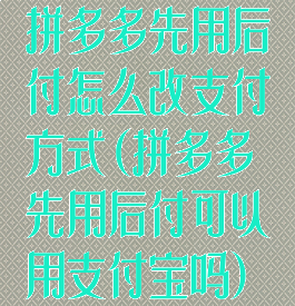 拼多多先用后付怎么改支付方式(拼多多先用后付可以用支付宝吗)