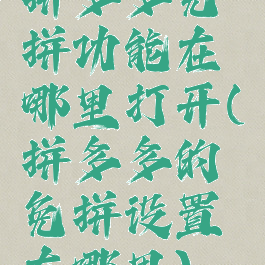 拼多多免拼功能在哪里打开(拼多多的免拼设置在哪里)