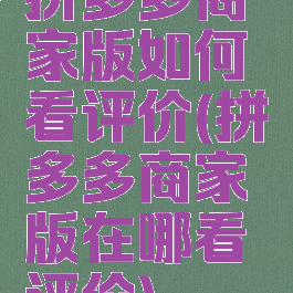 拼多多商家版如何看评价(拼多多商家版在哪看评价)