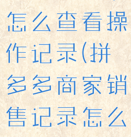 拼多多商家怎么查看操作记录(拼多多商家销售记录怎么查)