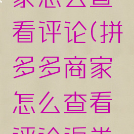 拼多多商家怎么查看评论(拼多多商家怎么查看评论返券的记录)