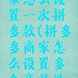 拼多多商家怎么设置一次拼多款(拼多多商家怎么设置多个商品选项)